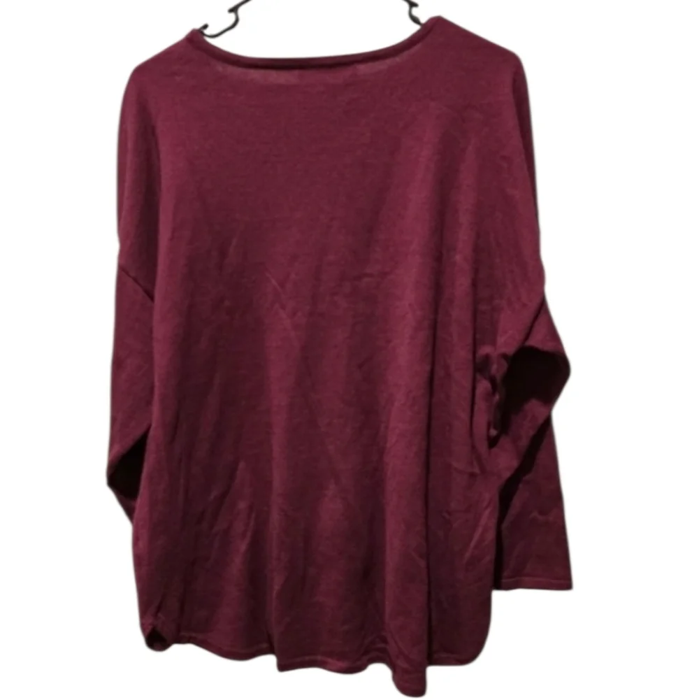 Michael Kors Deep Burgundy Knit Sweater With Button Shoulder Accents Size 2X - Picture 5 of 6